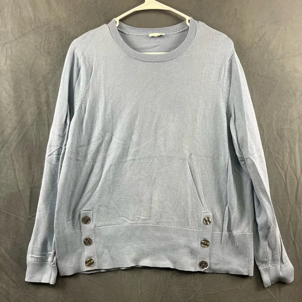 J. Jill Knit Sweater Cardigan Preppy Pullover Blue Women's Medium Soft Teacher